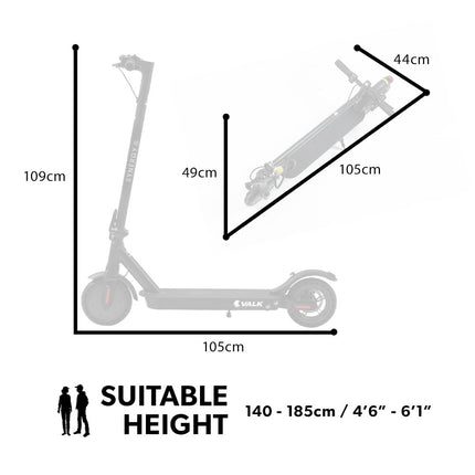 VALK 400W Electric Scooter, 37V Folding E- Scooter with Suspension, for Adults, Synergy 5 MkII Black