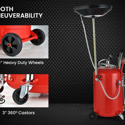 T-REX 80L Mobile Waste Oil Drainer Tank, Pneumatic, Telescopic, Extractor Probes, Workshop