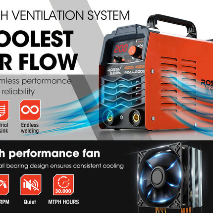 ROSSI Stick Welder 200 Amp Inverter Welding Machine MMA Portable ARC DC 200A Gas