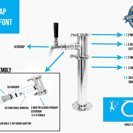 Beer Font Tower - Single Tap Modular Beer Font with Tap