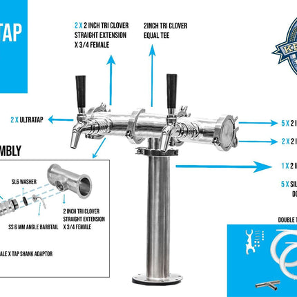 Beer Font Tower - Quadruple Tap Modular Beer Font with Tap