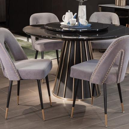 AADEN 2x Velvet Dining chairs with Metal Legs-Grey