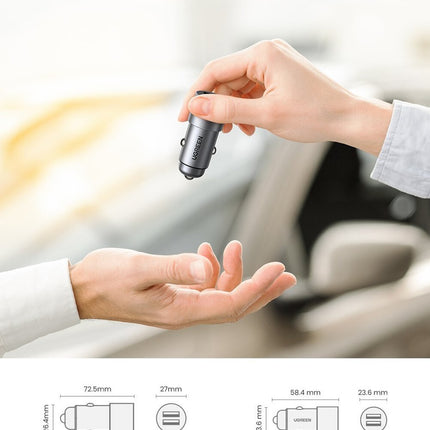 UGREEN Dual USB-A 24W Car Charger (Grey) - 50592