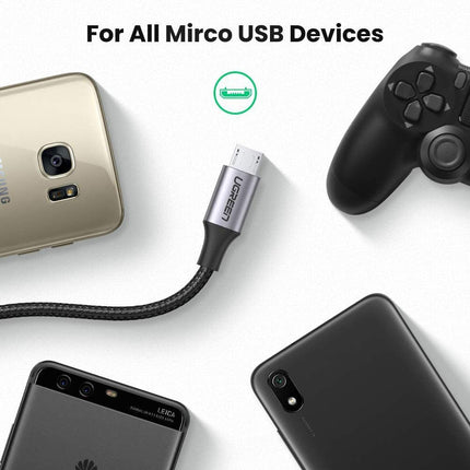UGREEN USB-A to Micro USB Cable 2m (Aluminium case, Black) - 60148