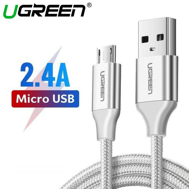 UGREEN USB-A to Micro USB Cable 1m (Aluminium case, White) - 60151