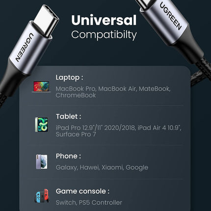 UGREEN USB-C to USB-C M/M Cable 2m (60W Fast Charging) - 50152