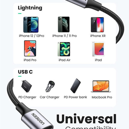 UGREEN USB-C to  Cable 1M (Aluminium case, Grey) - 60759