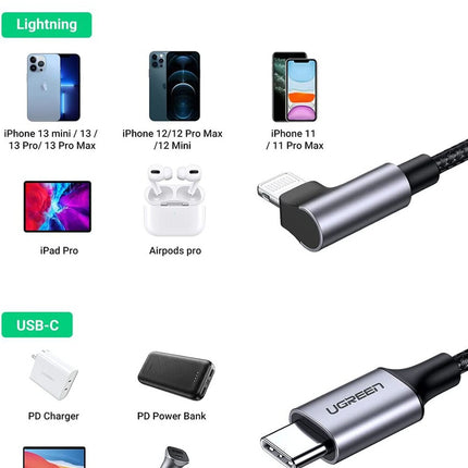 UGREEN Angled USB Type-C 2.0 Cable 2M - 60765