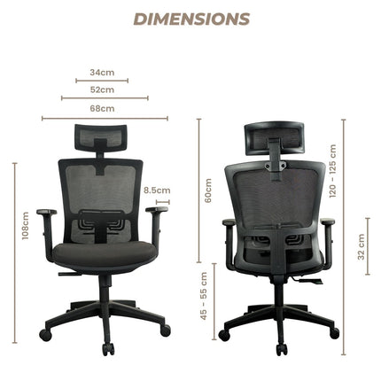EKKIO Zorae - Office Chair (Black) EK-OC-100-SQ / EK-OC-100-BST