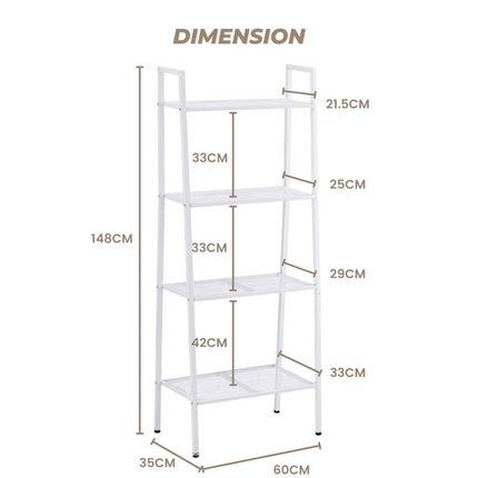 EKKIO Ladder Shelf 4 Tier (White) EK-LS-100-DSH