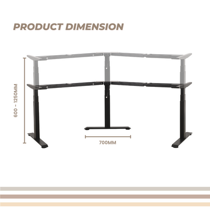 EKKIO Adjustable Desk Riser Frame - Three Leg Stand (Black)EK-DRF-103-DR