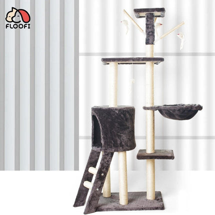 Floofi 138cm 5 Layer Plush Cat Condo Cat Tree Dark Grey FI-CT-159-MM