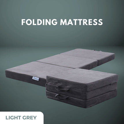 GOMINIMO 3 Fold Folding Mattress Double Light Grey GO-FM-103-EON