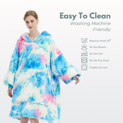 GOMINIMO Hoodie Blanket Adult Tie-Dyed Cyan GO-HB-126-AYS