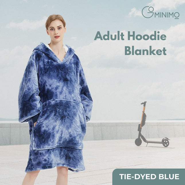 GOMINIMO Hoodie Blanket Adult Tie-Dyed Blue GO-HB-127-AYS