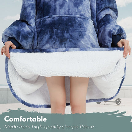 GOMINIMO Hoodie Blanket Adult Tie-Dyed Blue GO-HB-127-AYS