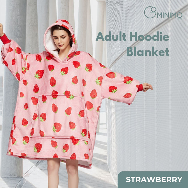 GOMINIMO Hoodie Blanket Adult Strawberry GO-HB-129-AYS