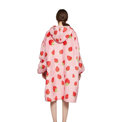 GOMINIMO Hoodie Blanket Adult Strawberry GO-HB-129-AYS