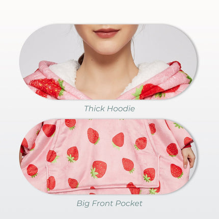 GOMINIMO Hoodie Blanket Adult Strawberry GO-HB-129-AYS