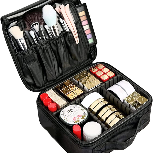 GOMINIMO Travel Makeup Bag with Adjustable Dividers (Black) GO-TMB-100-KB