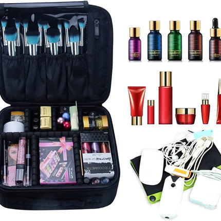 GOMINIMO Travel Makeup Bag with Adjustable Dividers (Black) GO-TMB-100-KB