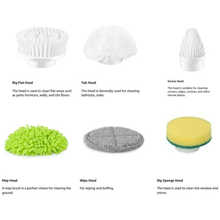 GOMINIMO Electric Spinning Scrubber 2000 mAh 6 Brush Set GO-CB-104-BD