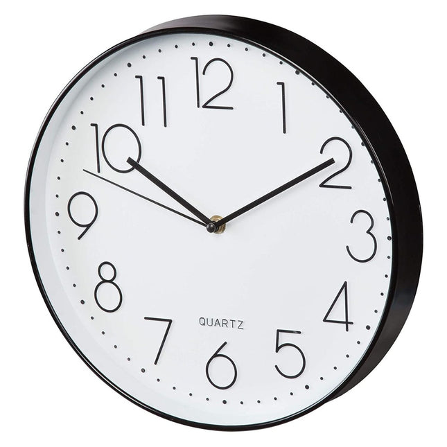 GOMINIMO 12 Inch Non-Ticking Silent Wall Clocks Battery Operated Quartz (Black) GO-WC-100-TCBD