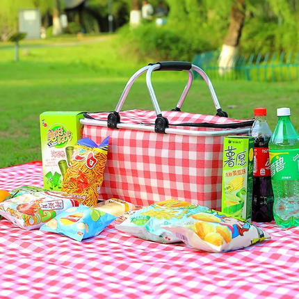 Kiliroo Insulated Picnic Basket 25L, Large Capacity Max Load Up to 15kg, Red