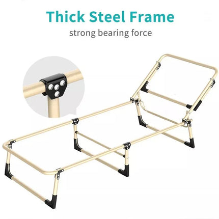 KILIROO Folding Camping Cot Bed 600D Oxford Fabric with Removable Pillow (Navy Blue) KR-CC-100-KX