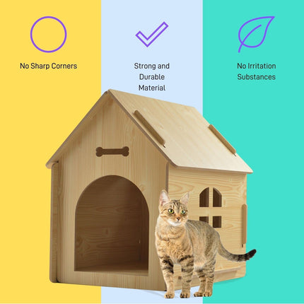 Floofi Wooden Pet House No Door (XL Yellow) - PT-PH-188-GF