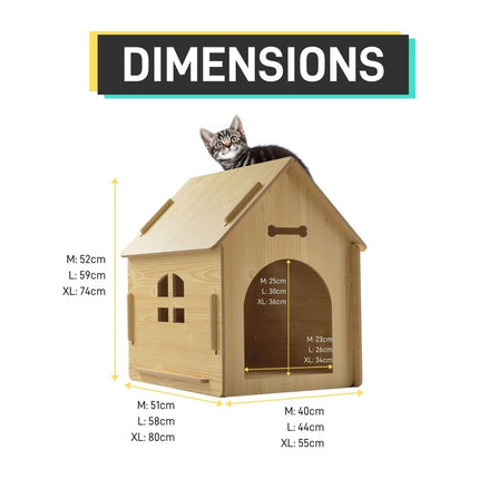 Floofi Wooden Pet House No Door (XL Yellow) - PT-PH-188-GF
