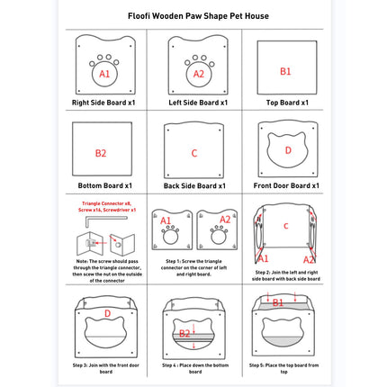 Floofi Pet House Wooden Cat Paw Shape Hole (Yellow) PT-PH-205-YS