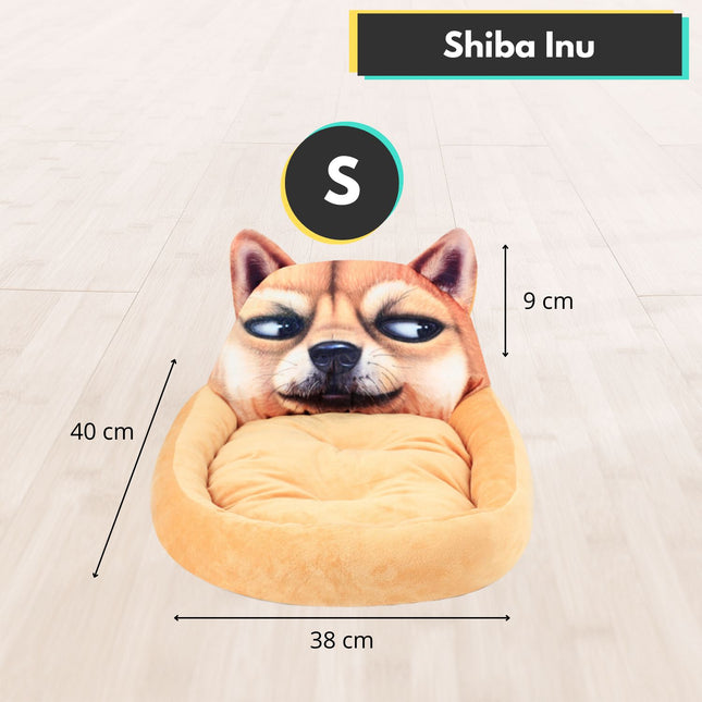 Floofi Pet Bed 3D Cartoon Round Shiba Inu (S Brown) PT-PB-262-YMJ