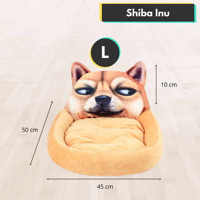 Floofi Pet Bed 3D Cartoon Round Shiba Inu (L Brown) PT-PB-263-YMJ