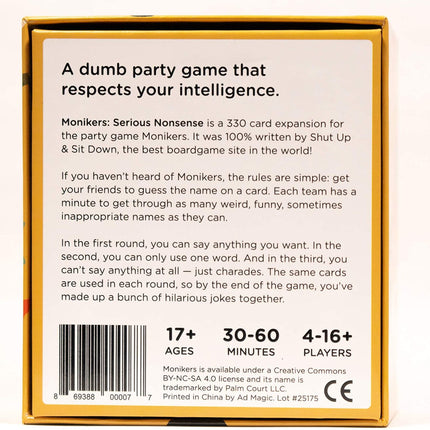 Palm Court Monikers - Serious Nonsense with Shut Up & Sit Down