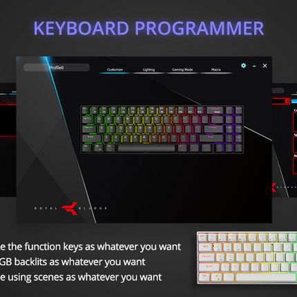 Royal Kludge RK71 RGB Dual Mode Hot Swappable Mechanical Keyboard White (Brown Switch)