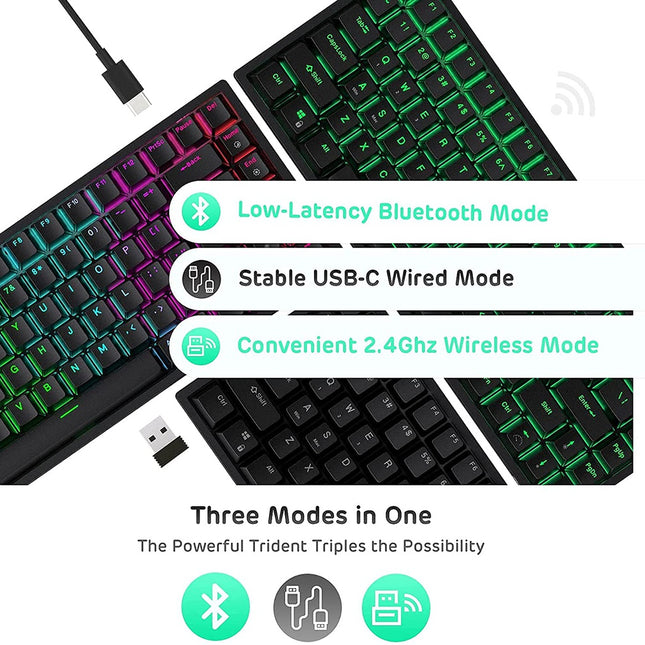 Royal Kludge RK84 RGB Tri Mode Bluetooth Hot-Swappable Mechanical Keyboard Black (Brown Switch)
