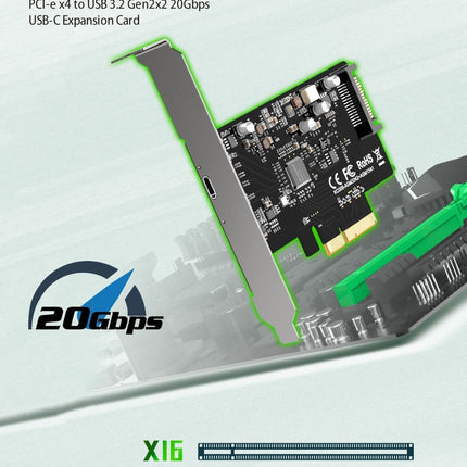 Simplecom EC318 PCI-e x4 to USB 3.2 Gen2x2 20Gbps USB-C Expansion Card