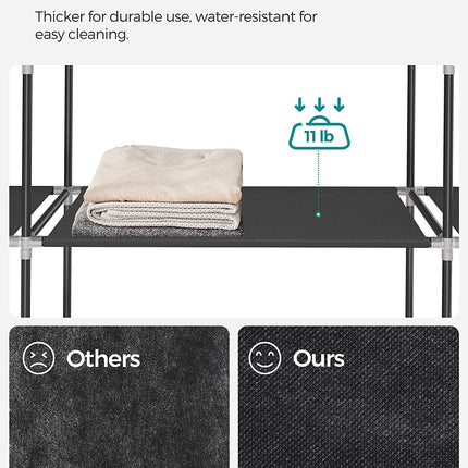 SONGMICS Non-Woven Fabric Wardrobe Bedroom Furniture Storage Black LSF03H