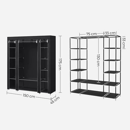 SONGMICS Non-Woven Fabric Wardrobe Bedroom Furniture Storage Black LSF03H