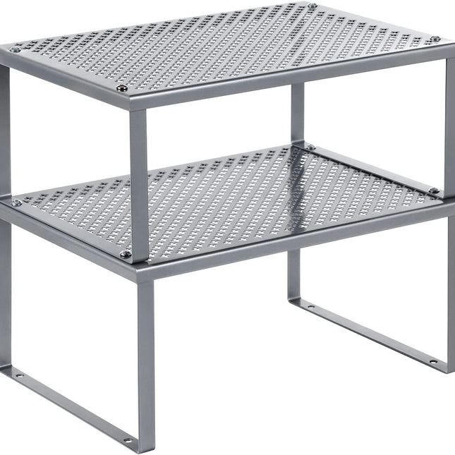SONGMICS Cabinet Shelf Organizers Set of 2 Metal Kitchen Counter Shelves Silver KCS01SV