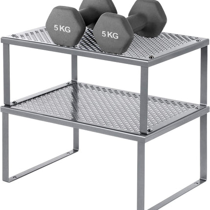 SONGMICS Cabinet Shelf Organizers Set of 2 Metal Kitchen Counter Shelves Silver KCS01SV