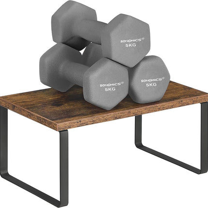 SONGMICS Cabinet Shelf Organizers Set of 2 Metal Kitchen Counter Shelves Rustic Brown KCS020X01