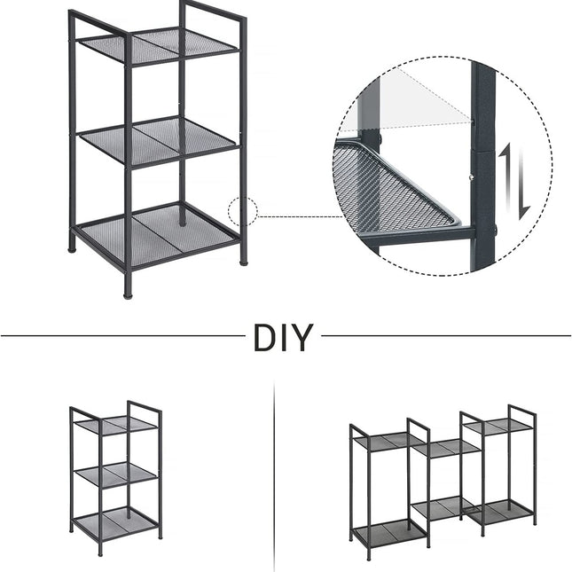 SONGMICS Bathroom Shelf 3-Tier Storage Rack with Adjustable Shelf Black BSC33BK