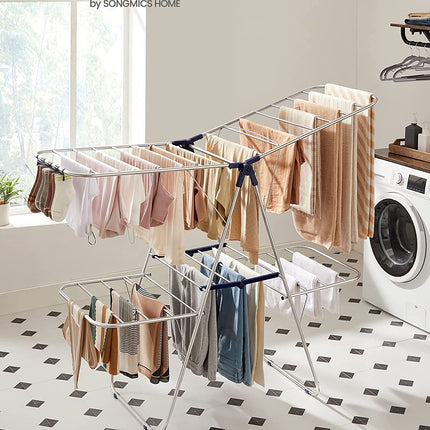 SONGMICS Foldable 2-Level Clothes Airer