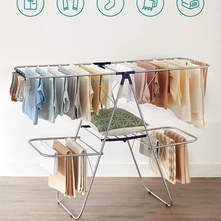 SONGMICS Foldable 2-Level Clothes Airer