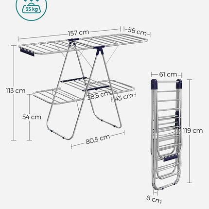 SONGMICS Foldable 2-Level Clothes Airer