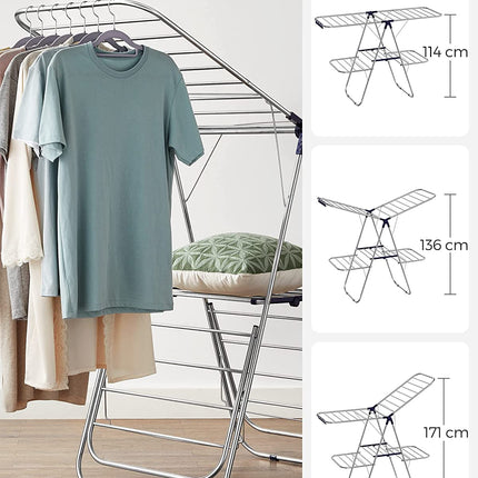 SONGMICS Foldable 2-Level Clothes Airer