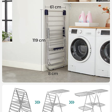 SONGMICS Foldable 2-Level Clothes Airer