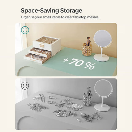 SONGMICS Jewelry Box 3-Layer with 2 Drawers Cloud White JBC239WT